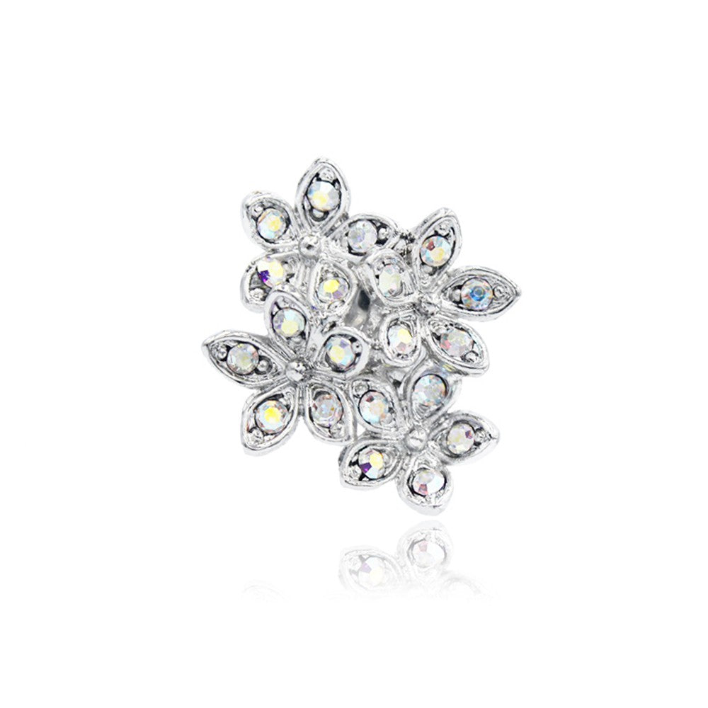 SO SEOUL Leilani Blossom Brooch with Aurore Boreale Austrian Crystals - Kerongsang Hijab Pin