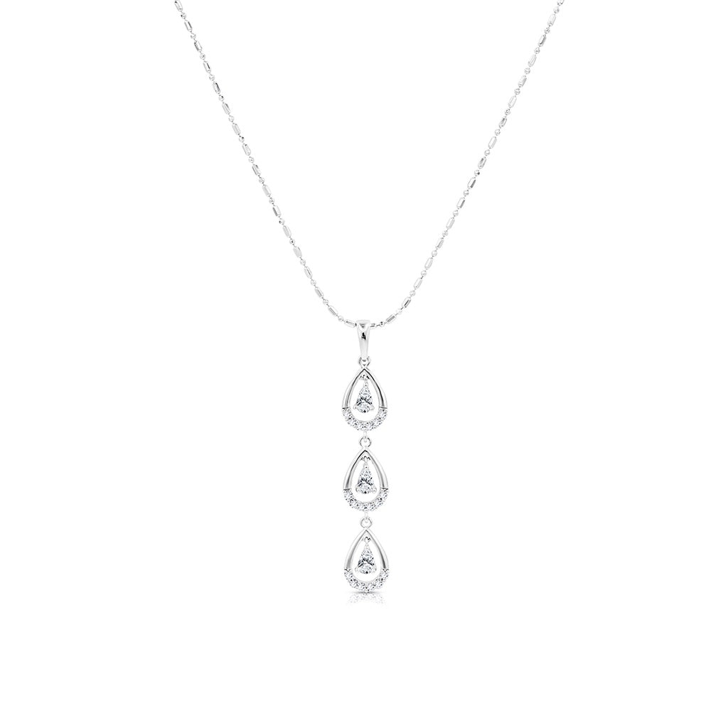 SO SEOUL Callista Teardrop Diamond Simulant Dangle Earrings and Pendant Necklace Set