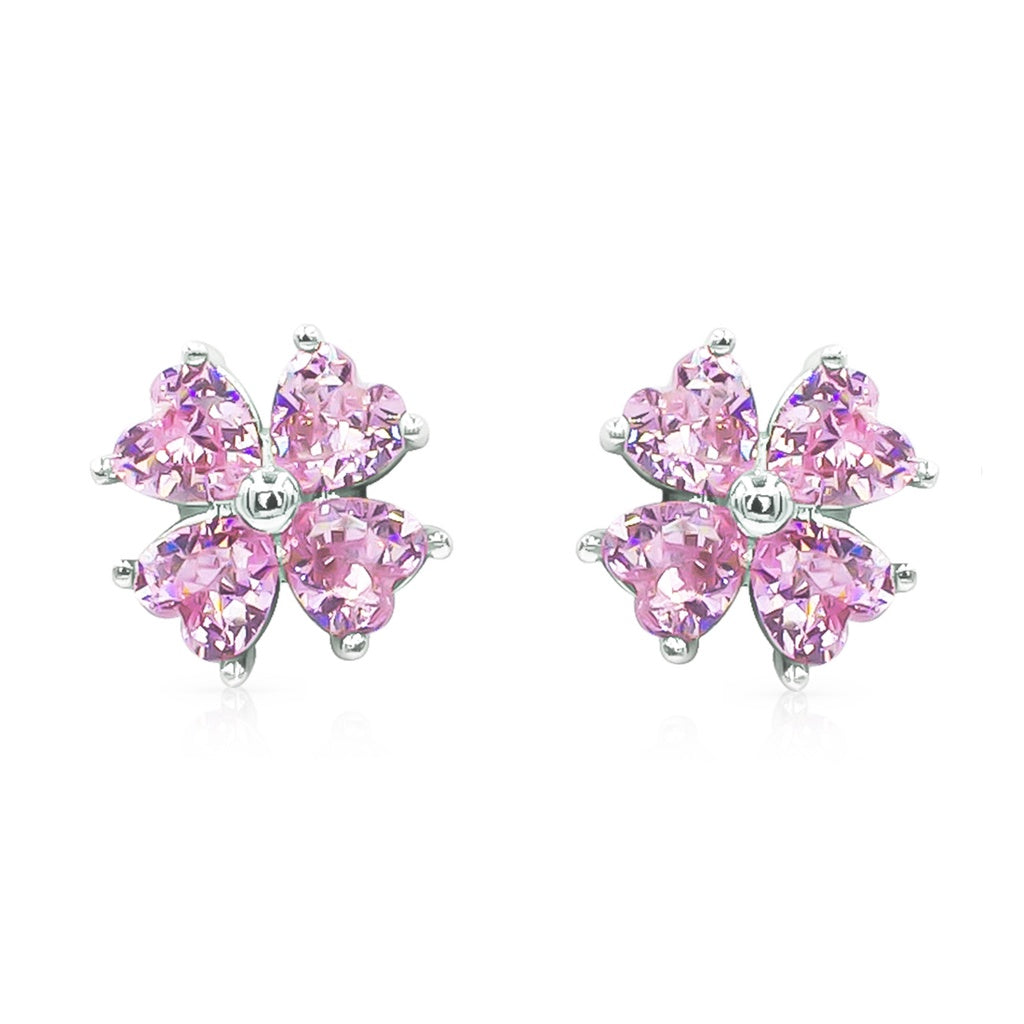 SO SEOUL 'Alette' Signature Snowflake Clover Dual-Toned Cubic Zirconia Stud Earrings