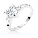 Load image into Gallery viewer, SO SEOUL Amora Heart Three-Stone 1 CARAT Diamond Simulant Cubic Zirconia Heart and Round Brilliant Silver Ring
