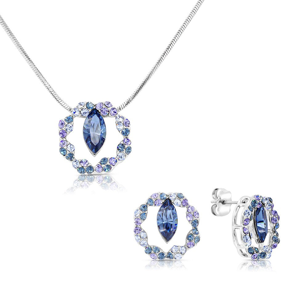 SO SEOUL Montana Blue and Lavender Swarovski® Crystal Halo Jewelry Set