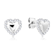 SO SEOUL Amora Heart Stud Earrings - Diamond Simulant Cubic Zirconia Posts