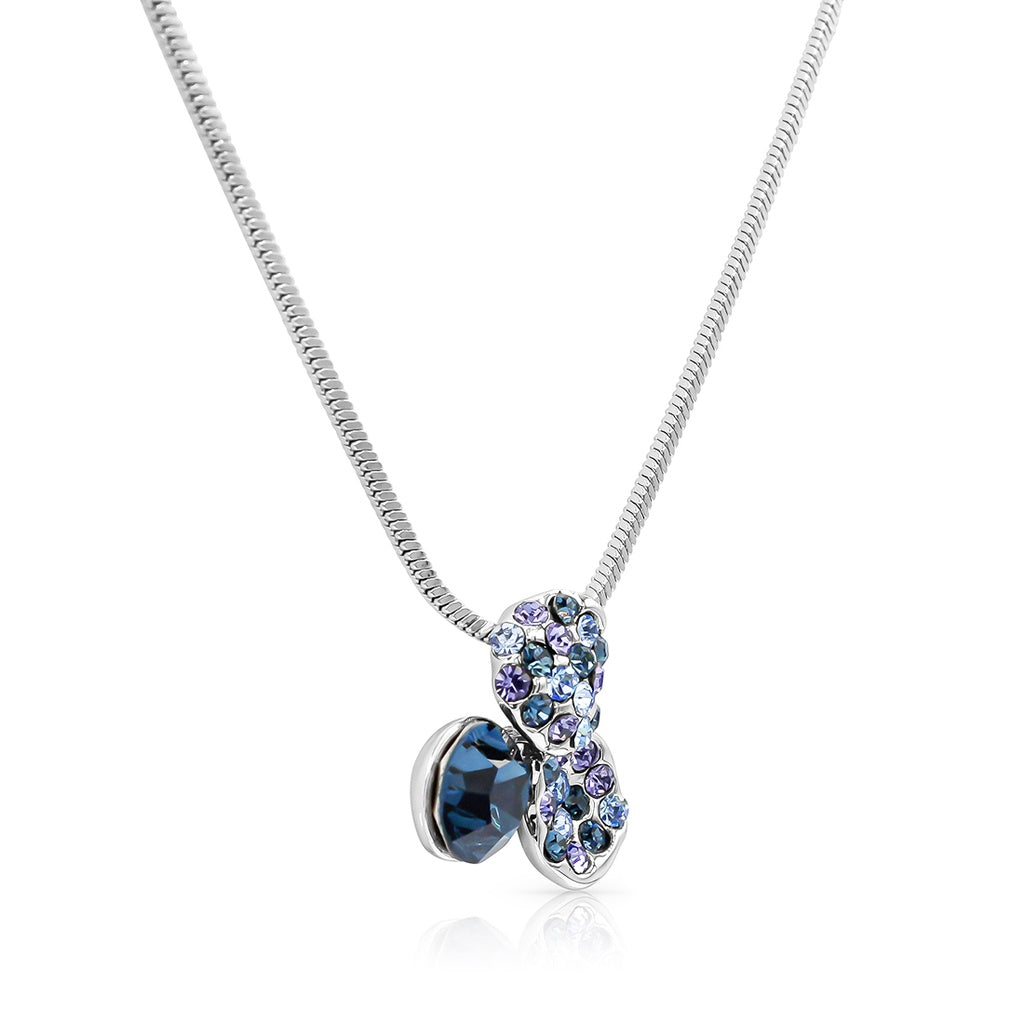 SO SEOUL Petal-Inspired White or Montana Blue Austrian Crystal Pendant Necklace