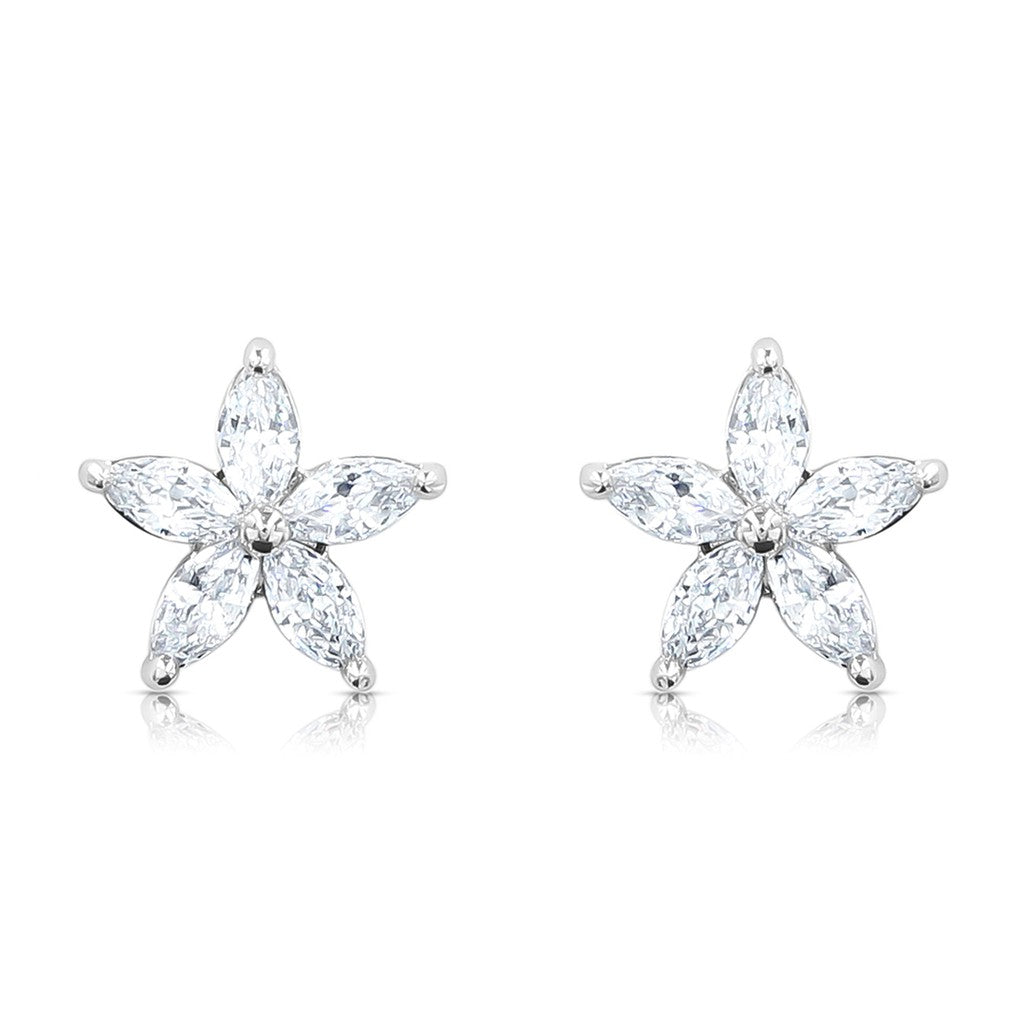 SO SEOUL Leilani Starflower Diamond Simulant Cubic Zirconia Stud Earrings and Pendant Necklace Set