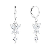 SO SEOUL Caria Dazzling Butterfly Diamond Simulant Zirconia Hoop or Clip-On Earrings