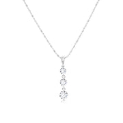 SO SEOUL Athena Triple Solitaire Diamond Simulant Cubic Zirconia Pendant Chain Necklace