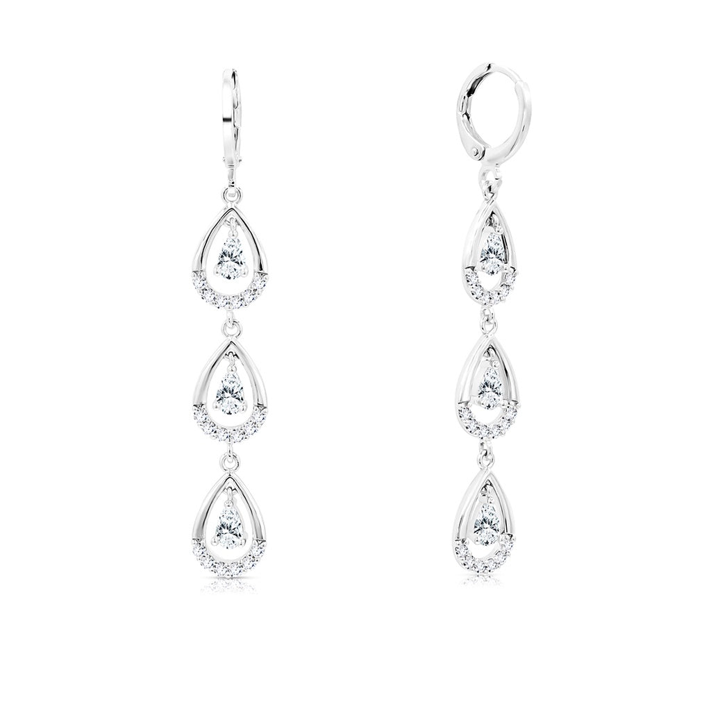 SO SEOUL Callista Teardrop Diamond Simulant Dangle Earrings and Pendant Necklace Set