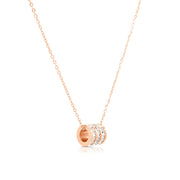 SO SEOUL Aurelia Triple Rolling Barrel Square Diamond Simulant Zircon Rose Gold Pendant Necklace