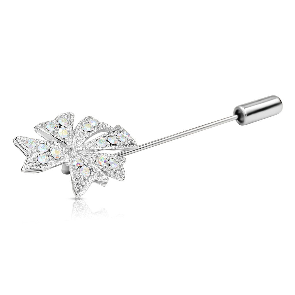 SO SEOUL Leilani Bow-Shaped Lapel Pin with Aurore Boreale Austrian Crystals