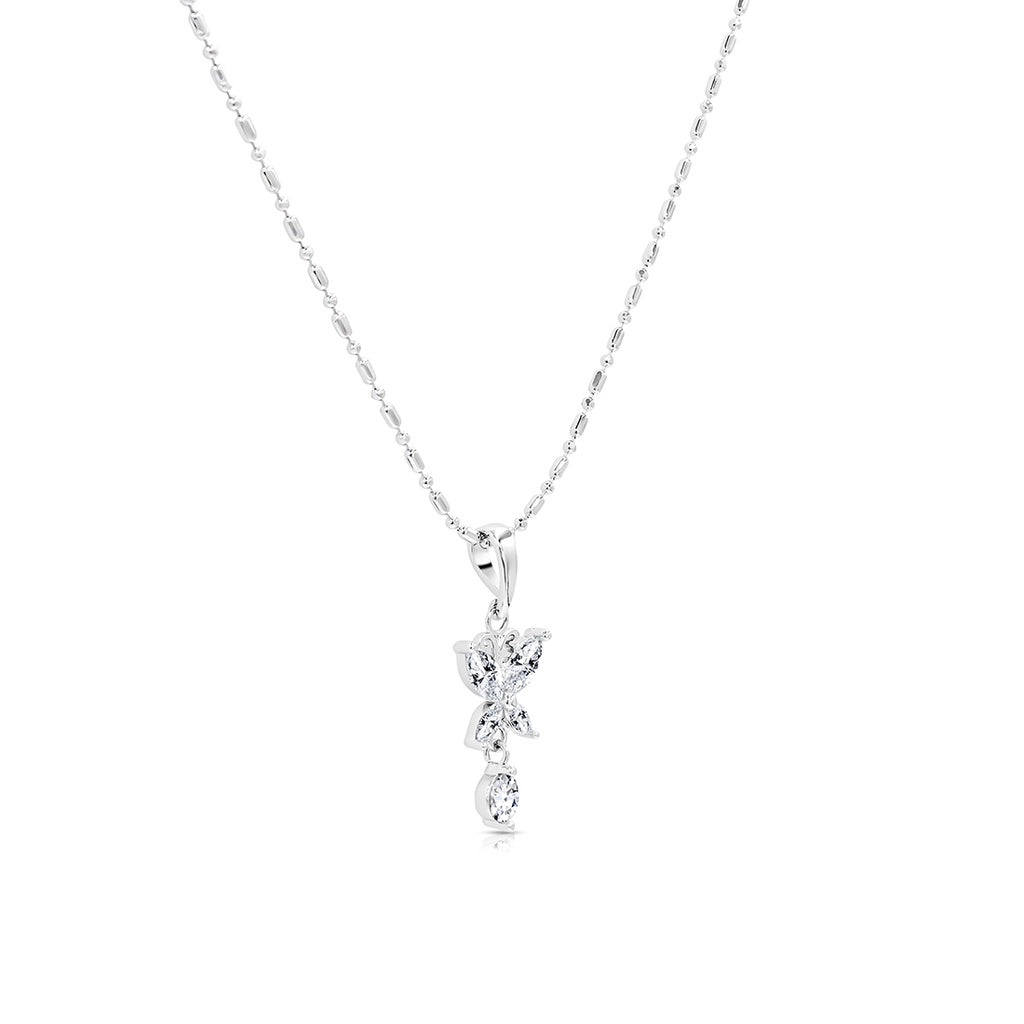 SO SEOUL Caria Dazzling Butterfly Diamond Simulant Zirconia Hoop Earrings and Pendant Necklace Set