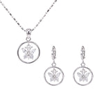 Load image into Gallery viewer, SO SEOUL Caria Butterfly Circle Diamond Simulant Cubic Zirconia Pendant Hoop Earrings and Pendant Necklace Set
