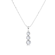 SO SEOUL Athena Triple Solitaire Diamond Simulant Cubic Zircon Pendant Chain Necklace