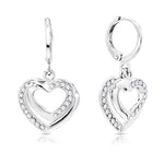 Load image into Gallery viewer, SO SEOUL Amora Enchantment - White Austrian Crystal Open Heart Earrings or Clip-On Earrings Options
