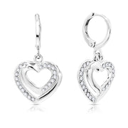 SO SEOUL Amora Enchantment - White Austrian Crystal Open Heart Earrings or Clip-On Earrings Options