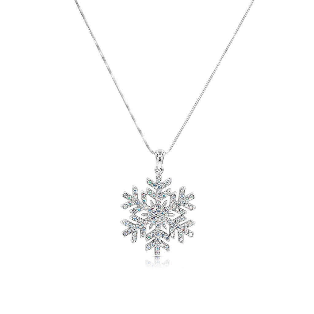 SO SEOUL 'Let it Snow' Oversized Snowflake Pendant with Aurore Boreale Austrian Crystals