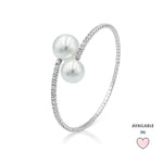 Load image into Gallery viewer, SO SEOUL Quinn Elegance - White or Pink Pearl and Austrian Crystal Spiral Bangle, Adjustable Open-End Cuff
