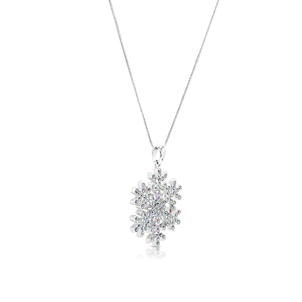 SO SEOUL 'Let it Snow' Oversized Snowflake Pendant with Aurore Boreale Austrian Crystals