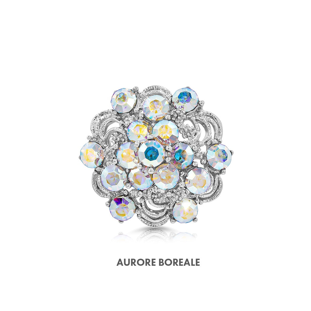 SO SEOUL Leilani Blossom Brooch – Elegant Austrian Crystal Cluster Kerongsang Pin for Hijab