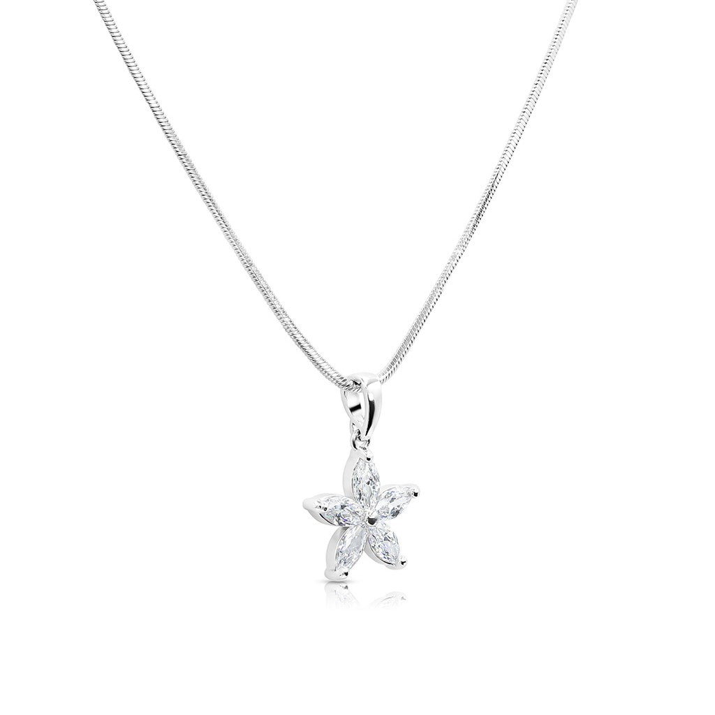 SO SEOUL Leilani Starflower Diamond Simulant Cubic Zirconia Pendant Necklace