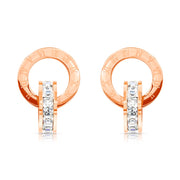 SO SEOUL Roman Numeral Emerald Square White/Black Austrian Crystal Rose Gold Pierced Stud Earrings