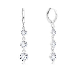 Load image into Gallery viewer, SO SEOUL Athena Versatile Triple Solitaire Cubic Zirconia Diamond Simulant Drop Hoop or Clip-On Earrings
