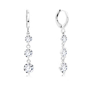 SO SEOUL Athena Three Solitaire Diamond Simulant Zirconia Hoop Earrings
