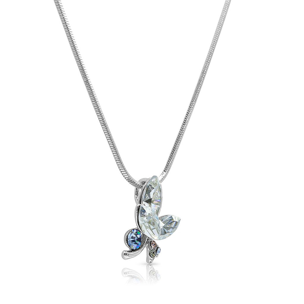 SO SEOUL Ioni Maple Leaf Blue Shade or Pink Swarovski® Crystal Pendant Necklace and Earrings Set