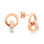 Load image into Gallery viewer, SO SEOUL Valeria Rose Gold Roman Numerals and White Austrian Crystal Accents Stud Earrings
