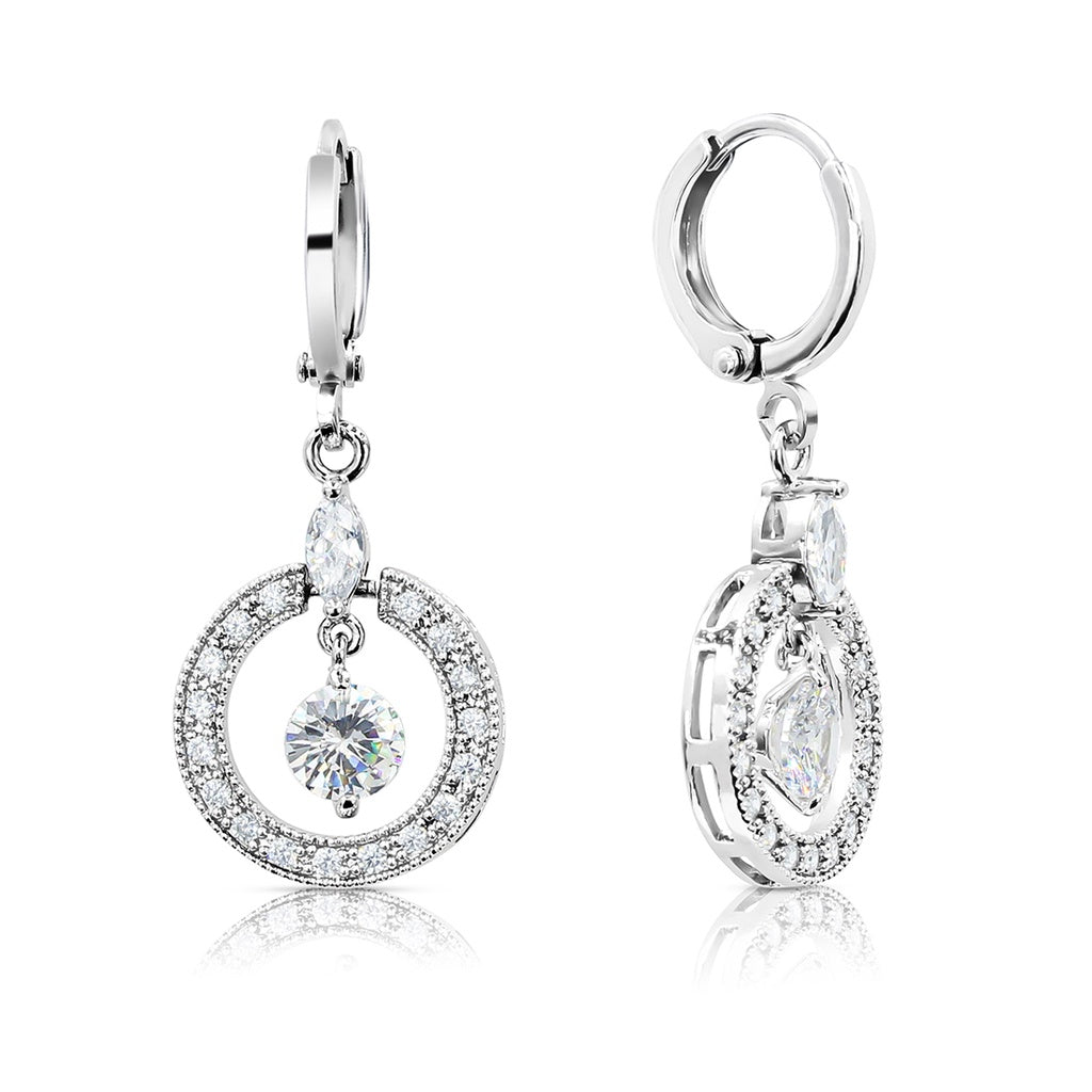 SO SEOUL Halo Open Circle Simulated Diamond Cubic Zirconia Hoop or Clip-On Earrings