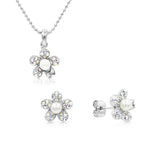 Load image into Gallery viewer, SO SEOUL Leilani Aurore Boreale Crystal and Pearl Flower Jewelry Set
