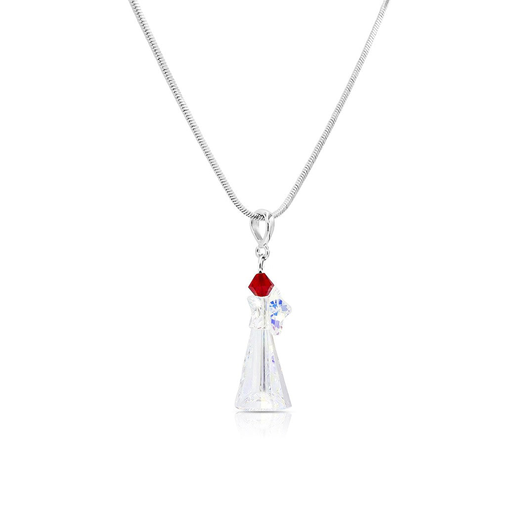 SO SEOUL 'Let it Snow' Star-Topped Christmas Tree Crystal Pendant Necklace