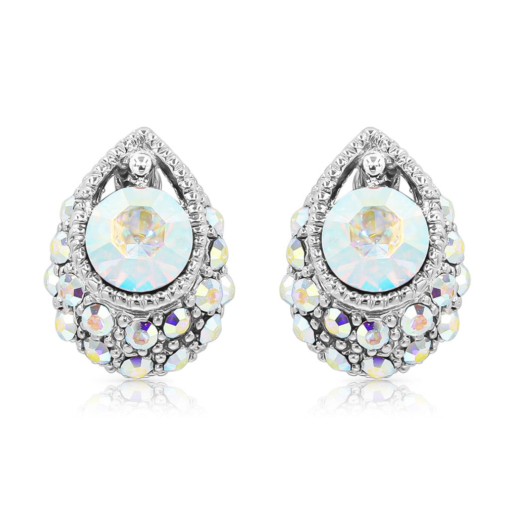 SO SEOUL 'Enchanted Teardrop' Stud Earrings with Aurore Boreale Swarovski Crystals