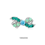 Load image into Gallery viewer, SO SEOUL Graceful Lifelong Ribbon Bow Mini Brooch with Austrian Crystals, Kerongsang Pin - Available in White, Aurore Boreale, Turquoise, and Pink
