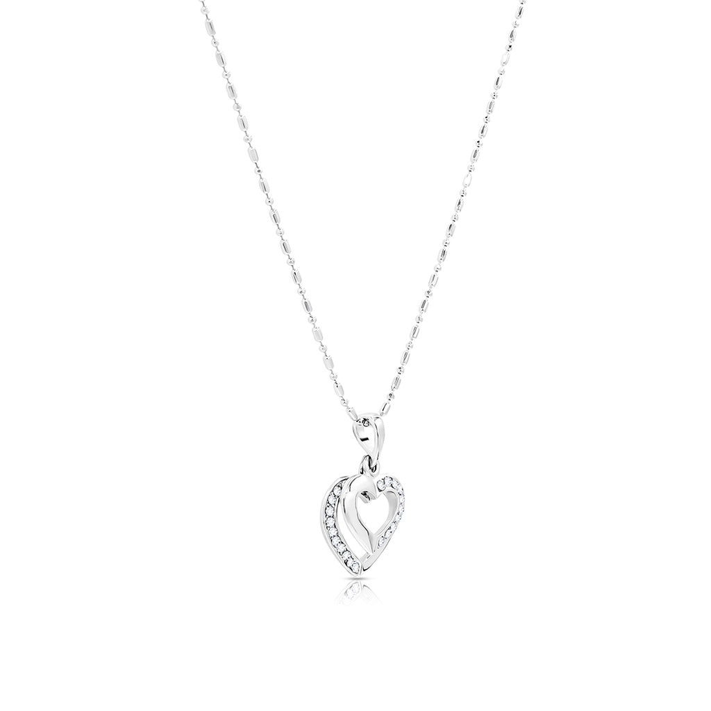 SO SEOUL Amora Enchantment - White Austrian Crystal Open Heart Pendant Necklace