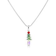 SO SEOUL Let it Snowflake Christmas Tree Iridescent Aurore Boreale/Black Swarovski® Crystal Necklace