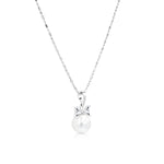 Load image into Gallery viewer, SO SEOUL Elegant Pearl and Diamond Simulant Ribbon Hoop Earrings and Pendant Necklace Set
