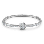 Load image into Gallery viewer, SO SEOUL Aurelia Rolling Barrel Bangle with White Austrian Crystals and Middle Screw Clasp in Silver or Rose Gold
