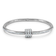 SO SEOUL Aurelia Rolling Barrel White Austrian Crystal Middle Screw Clasp Hinged Rose Gold Bangle