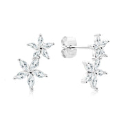 SO SEOUL Leilani Twin Floral Diamond-Like Cubic Zirconia Stud Earrings