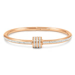 Load image into Gallery viewer, SO SEOUL Aurelia Rolling Barrel Bangle with White Austrian Crystals and Middle Screw Clasp in Silver or Rose Gold
