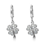 Load image into Gallery viewer, SO SEOUL Alette Clover Cluster Cubic Zirconia Drop Hoop Earrings and Pendant Necklace Set
