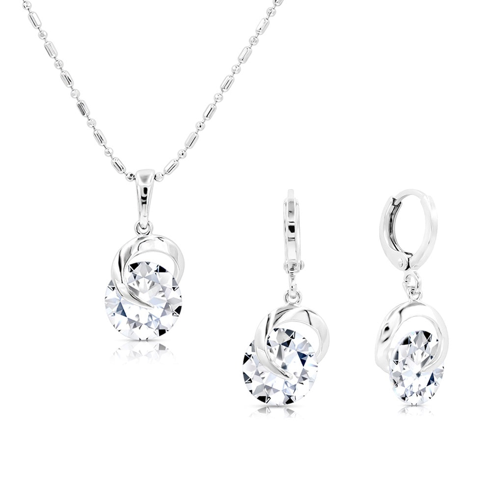 SO SEOUL Callista Elegance Infinite Loop Diamond Simulant Cubic Zirconia Earrings and Necklace Set