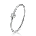 Load image into Gallery viewer, SO SEOUL Aurelia Rolling Barrel Bangle with White Austrian Crystals and Middle Screw Clasp in Silver or Rose Gold
