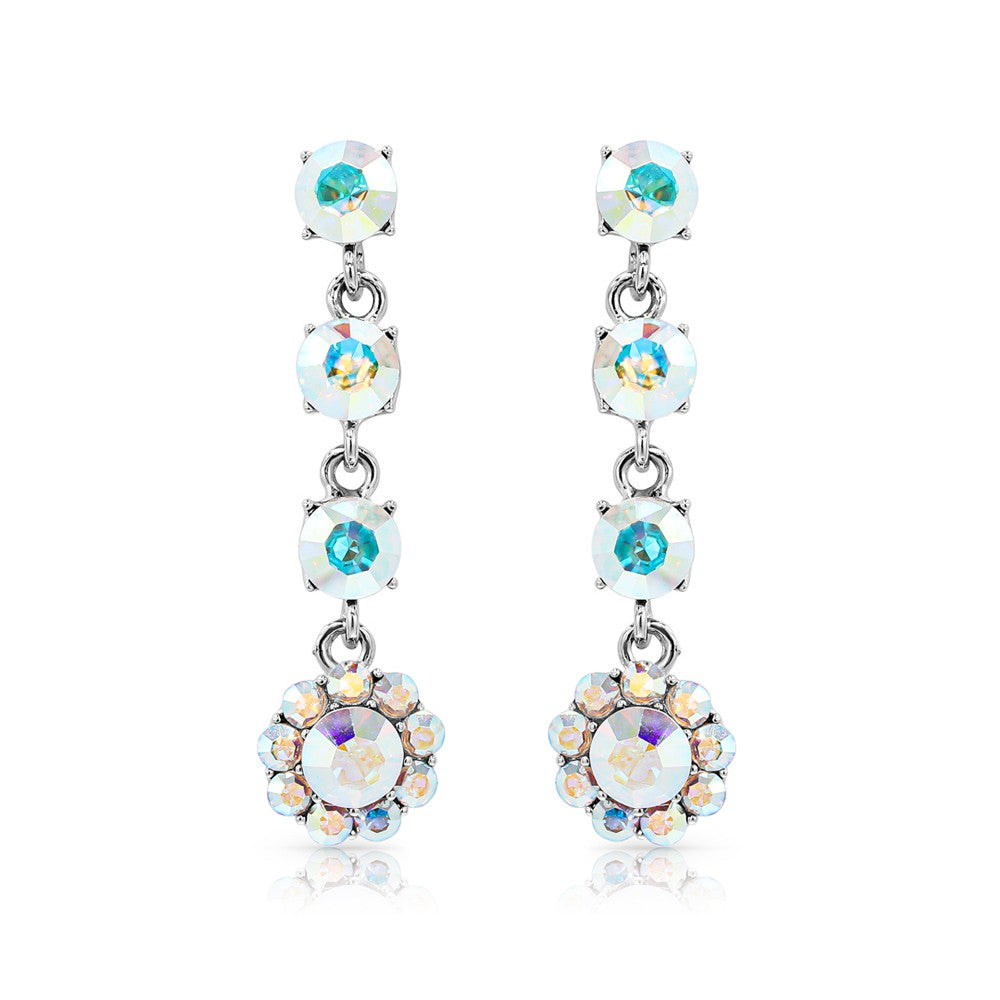 SO SEOUL 'Enchanted Sunshine' Long Drop Earrings with Aurore Boreale Swarovski Crystals