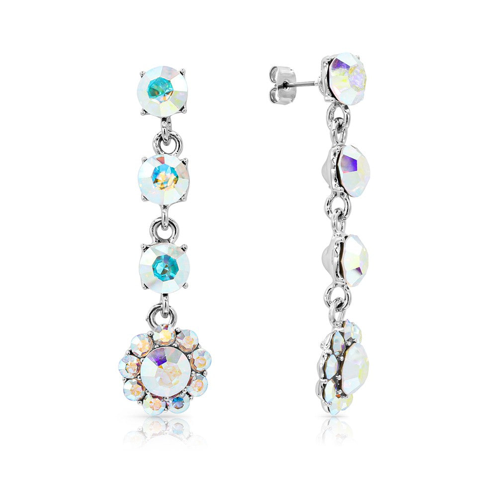 SO SEOUL 'Enchanted Sunshine' Long Drop Earrings with Aurore Boreale Swarovski Crystals