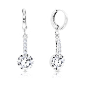 SO SEOUL Lic Crown Solitaire White or Purple Simulated Diamond Cubic Zirconia Hoop or Clip-On Earrings