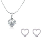 Load image into Gallery viewer, SO SEOUL Amora Pave Heart Set - Diamond Simulant Cubic Zirconia Pendant Necklace and Stud Earrings
