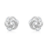 Load image into Gallery viewer, SO SEOUL Callista Antique-Inspired Twisted Triple Solitaire Diamond Simulant Zirconia Stud Earrings
