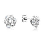 Load image into Gallery viewer, SO SEOUL Callista Antique-Inspired Twisted Triple Solitaire Diamond Simulant Zirconia Stud Earrings
