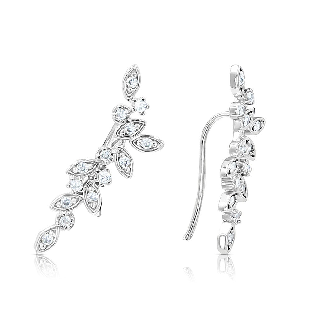 SO SEOUL 'Leilani' Floral Diamond Simulant Cubic Zirconia Ear Climber Earrings